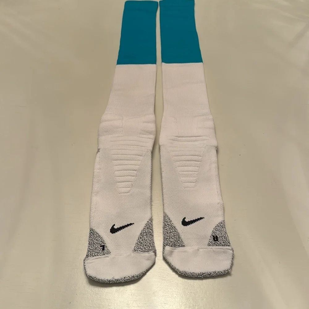 MIAMI DOLPHINS TEAM ISSUED NIKE ON FIELD AQUA/WHITE NFL SOCKS XXL